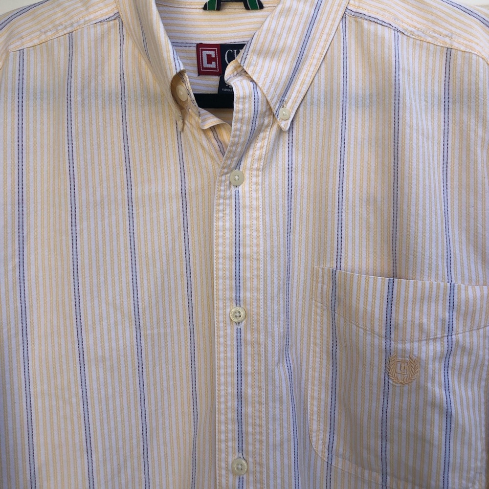 CHAP Men Long Sleeve Shirt Yellow Blue and White